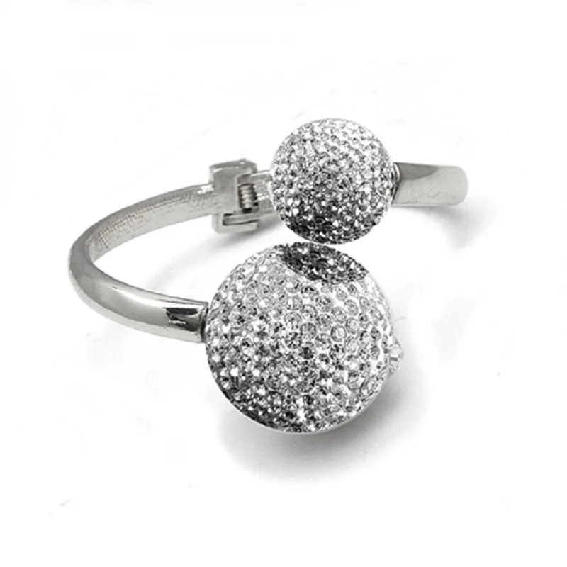 SILVER CUFF BANGLE CLEAR STONES ( 2262 RDCLR ) sold by Oh My Jewelry