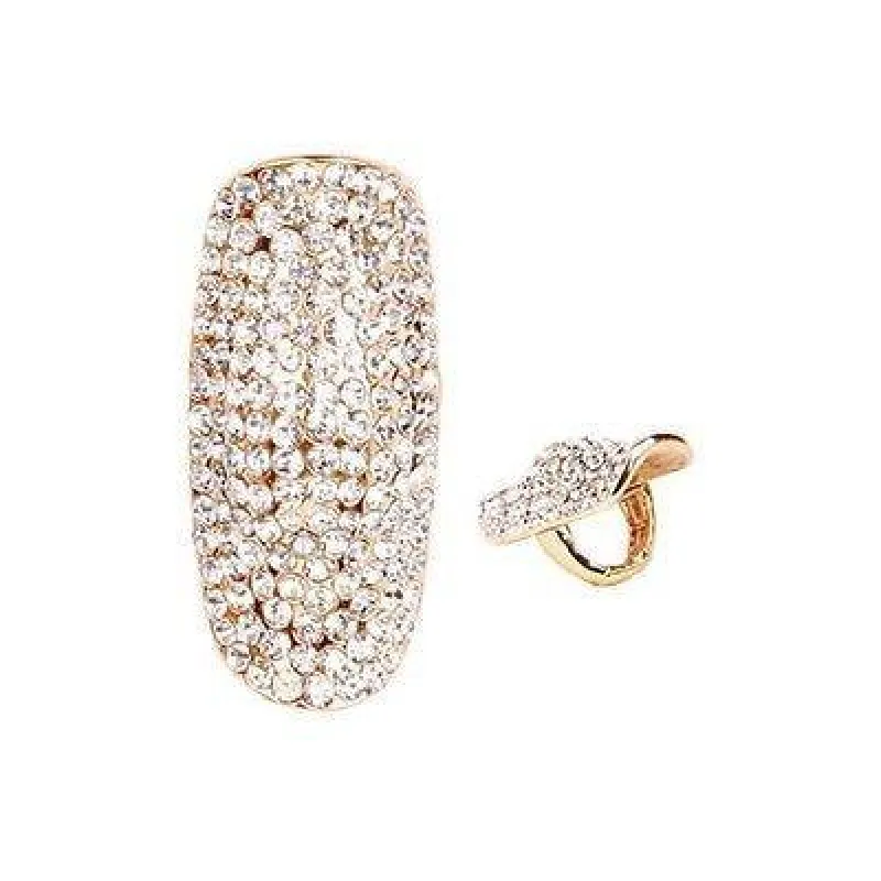 Clear Rhinestone Stretch Ring with Gold Accents ( 150 GCL ) sold by Oh My Jewelry
