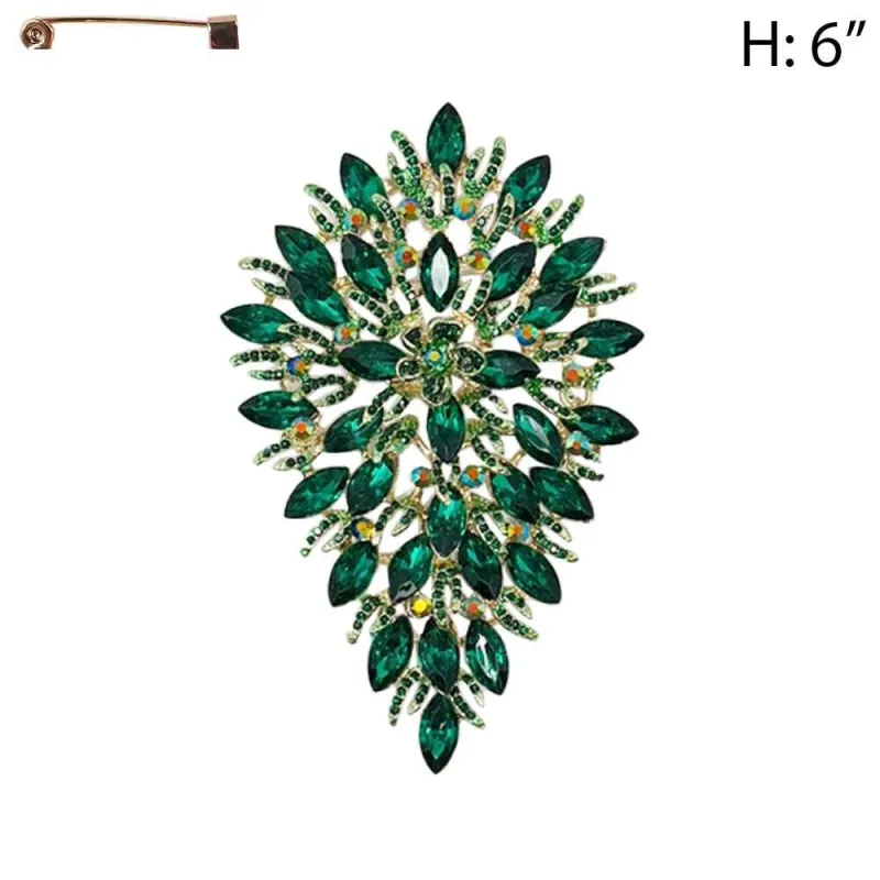 GOLD BROOCH GREEN STONES ( 12019 GGR ) made by Oh My Jewelry