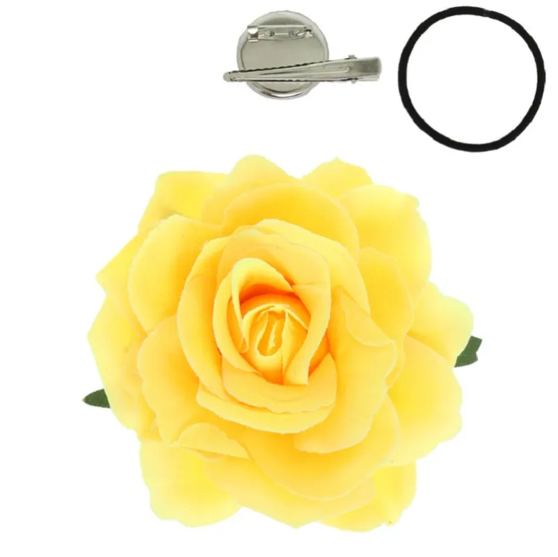 4.5" YELLOW FABRIC FLOWER BROOCH PONYTAIL ( 3083 YE ) made by Oh My Jewelry