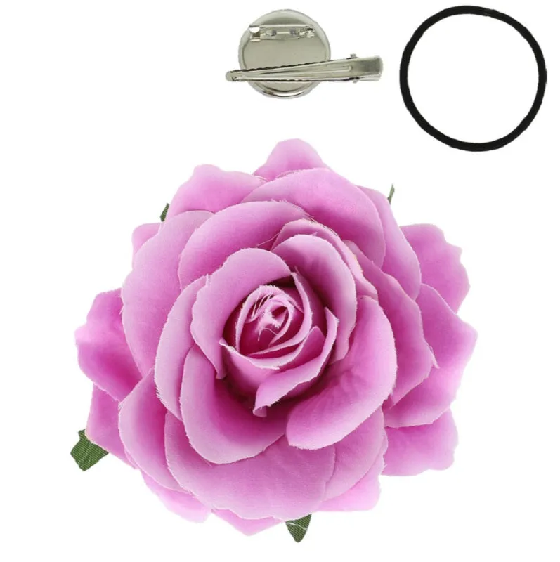 4.5" LAVENDAR PURPLE FABRIC FLOWER BROOCH PONYTAIL ( 3083 LV ) made by Oh My Jewelry