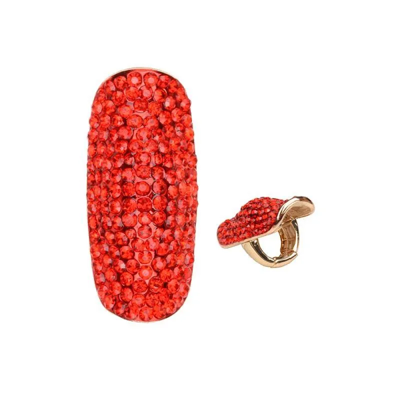Gold Stretch Ring with Red Rhinestones ( 150 RED ) sold by Oh My Jewelry