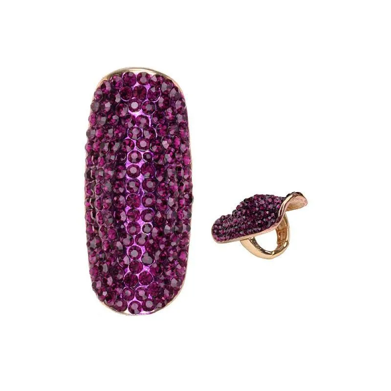 PURPLE Rhinestone Stretch Ring with GOLD Accents ( 150 GPU ) sold by Oh My Jewelry