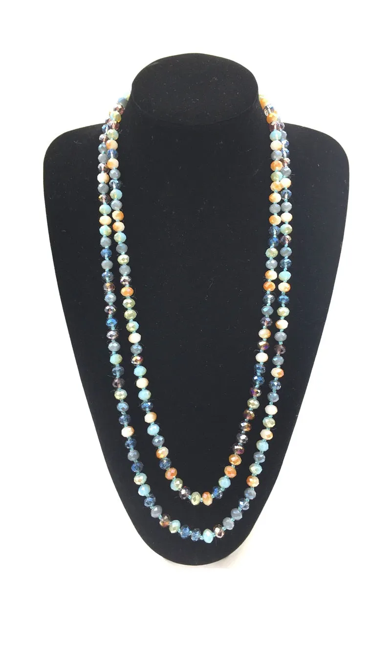 8mm 60" Knotted MULTICOLOR Beaded Long Necklace ( 0064 MT-1 ) sold by Oh My Jewelry