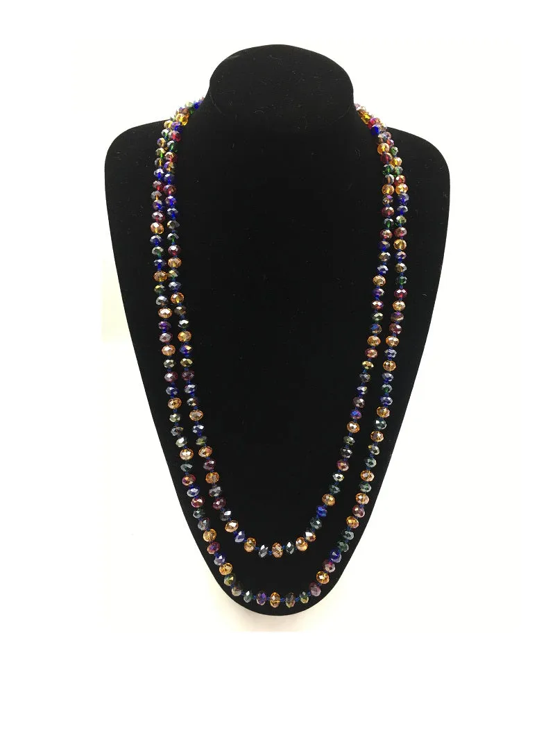 8mm 60" Knotted Dark Multi Color Beaded Long Necklace ( 0064 -MT6) sold by Oh My Jewelry