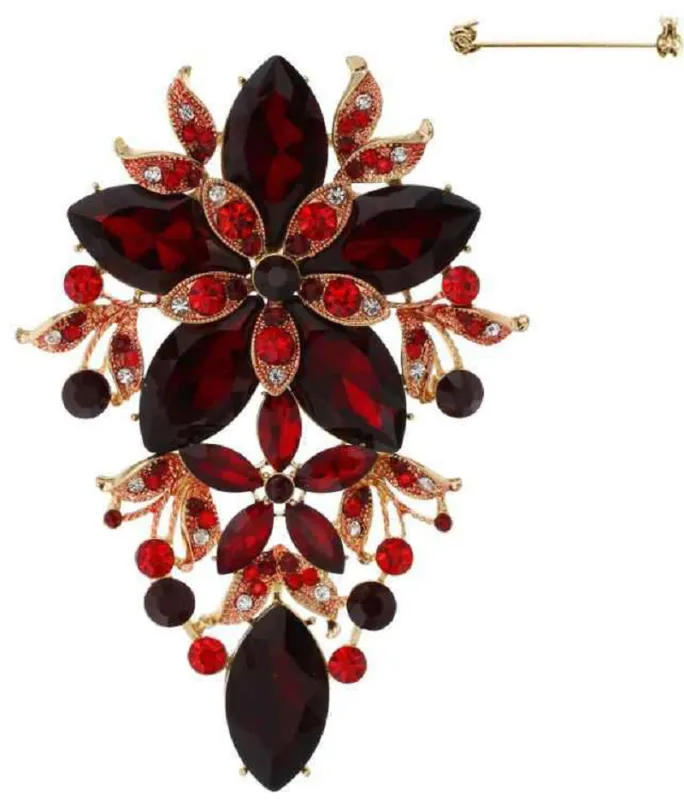 GOLD BROOCH RED STONES ( 03 GRD ) made by Oh My Jewelry