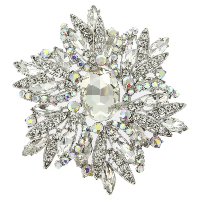 SILVER BROOCH Clear STONES ( 3081 SCL ) sold by Oh My Jewelry