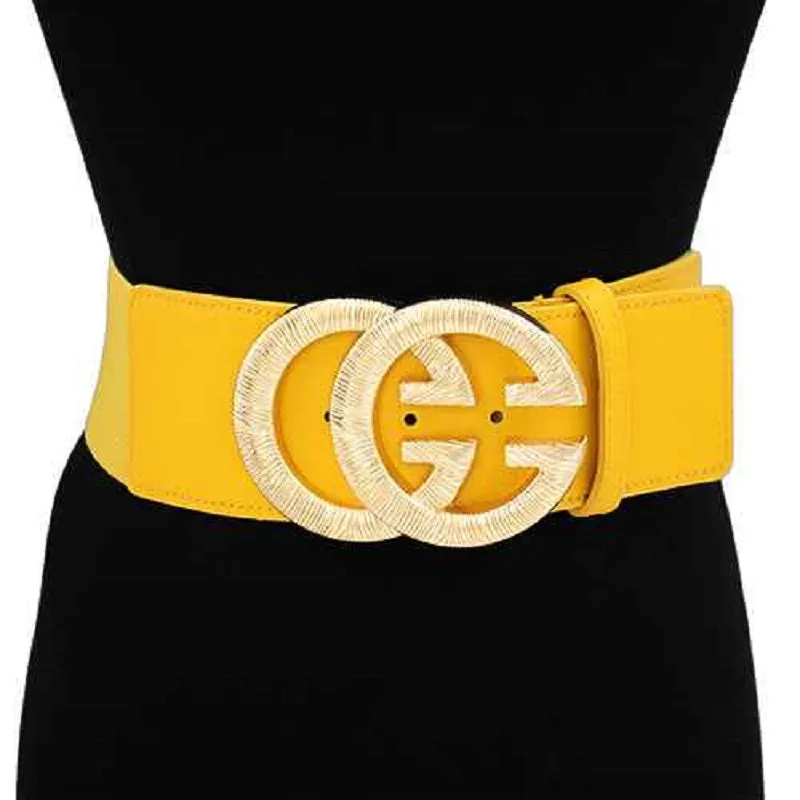 MUSTARD YELLOW STRETCH BELT WITH GOLD ( 1521 GDMUS ) sold by Oh My Jewelry