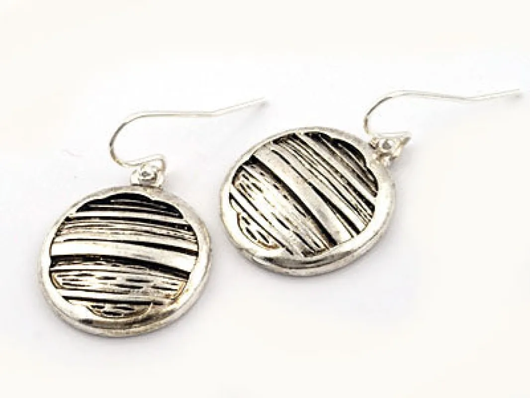 DANGLING SILVER ROUND EARRINGS ( 33105 S ) sold by Oh My Jewelry