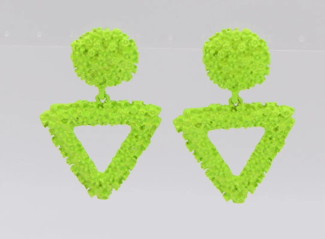 NEON GREEN TRIANGLE EARRINGS ( 2959 NGN ) sold by Oh My Jewelry