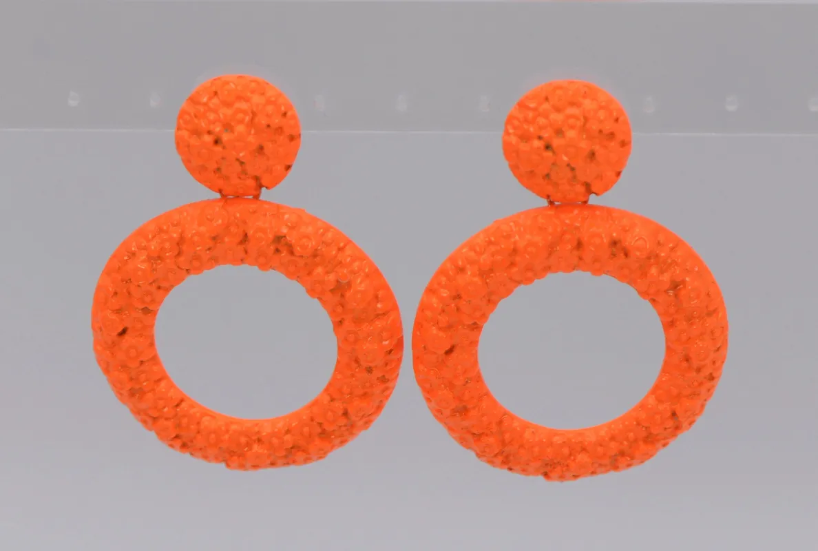 NEON ORANGE EARRINGS ( 2830 NOR ) sold by Oh My Jewelry