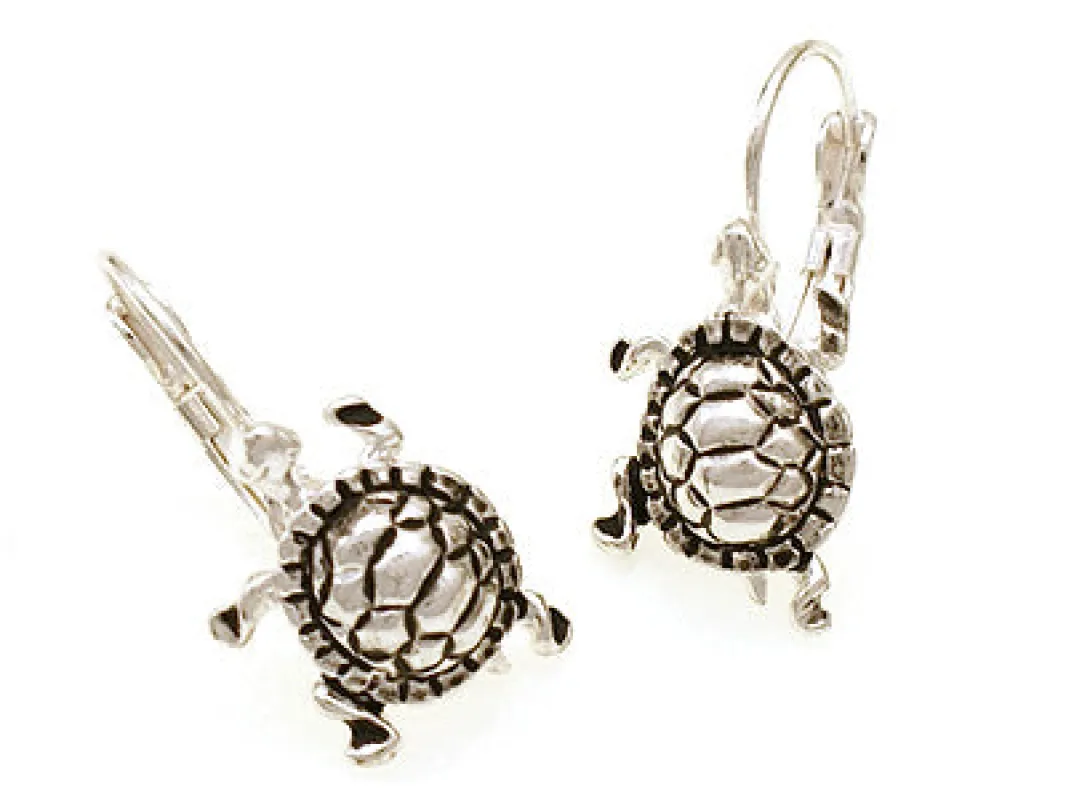 SILVER TURTLE HOOP EARRINGS ( 78092 S ) sold by Oh My Jewelry