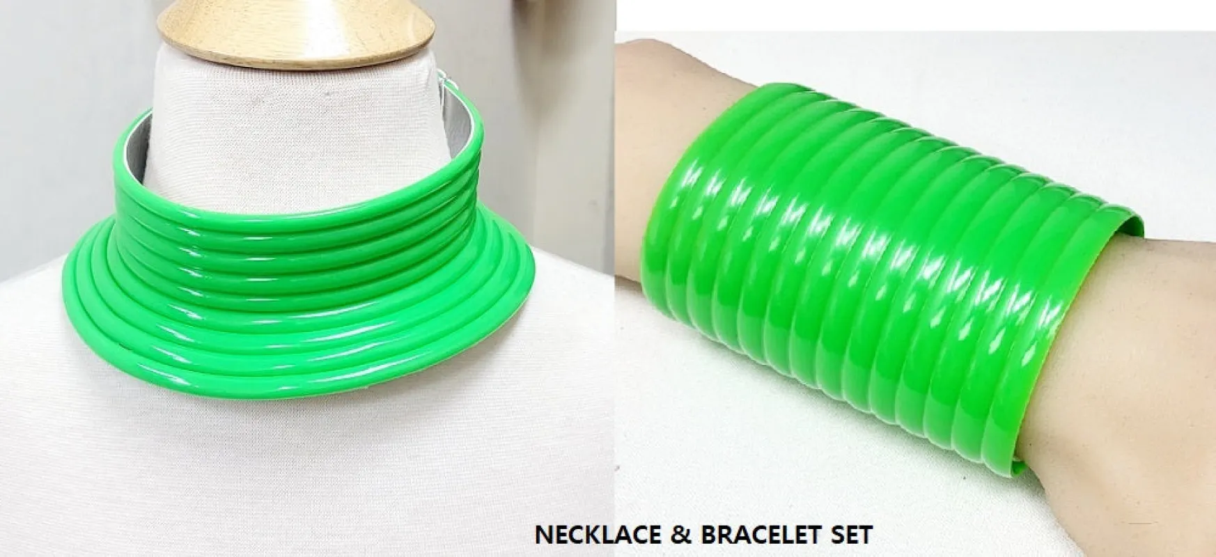 GREEN BRACELET NECKLACE SET ( 11012 GR ) sold by Oh My Jewelry