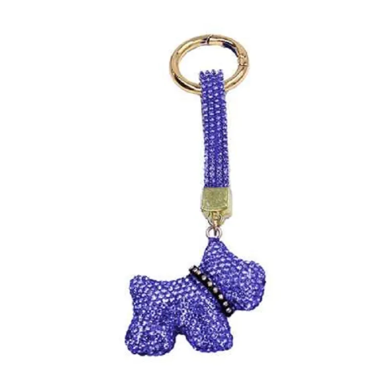 DOG KEYCHAIN BLUE STONES GOLD DETAILS ( 1514 ) sold by Oh My Jewelry