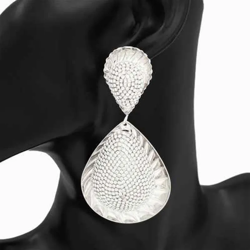 SILVER CLEAR STONE EARRINGS ( 2754 RDCLR ) sold by Oh My Jewelry