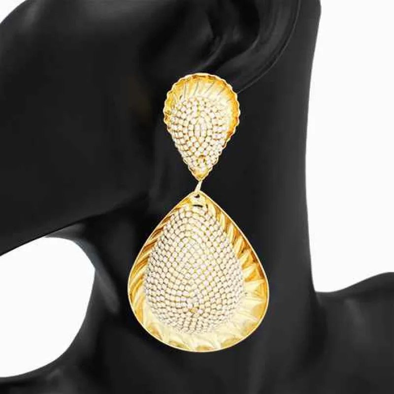 GOLD CLEAR STONE EARRINGS ( 2754 GDCLR ) sold by Oh My Jewelry