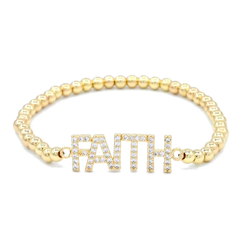 STEEL BALL STRETCH BRACELET FAITH ( 2234 G ) sold by Oh My Jewelry