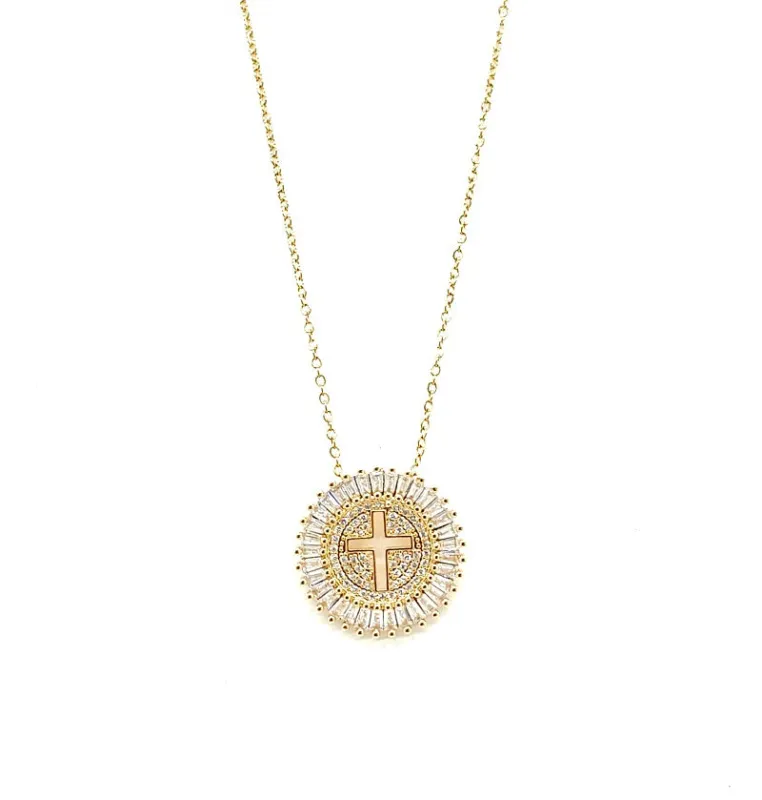 GOLD NECKLACE CROSS PENDANT ( 3074 G ) sold by Oh My Jewelry