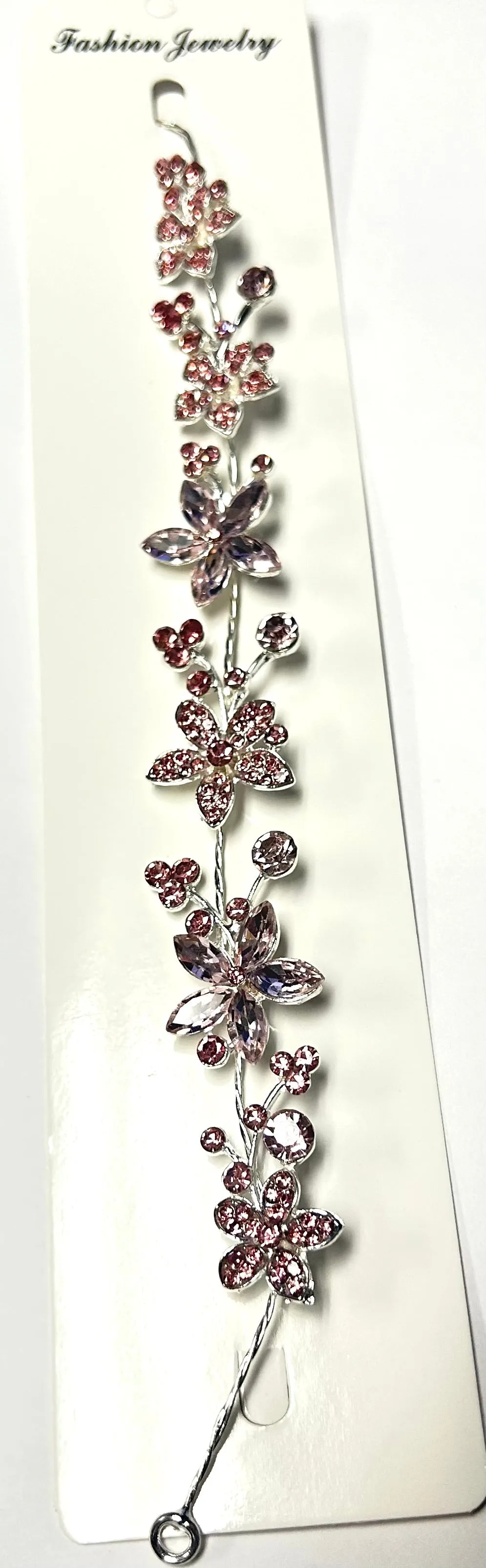 SILVER HAIR WRAP PINK STONES FLOWER ( 2332 1LAM ) sold by Oh My Jewelry