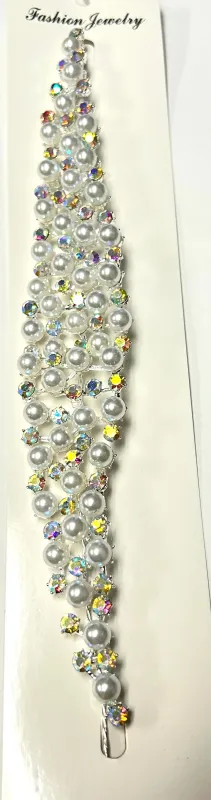 SILVER HAIR WRAP PEARLS AB STONES ( 23472 1CL ) sold by Oh My Jewelry