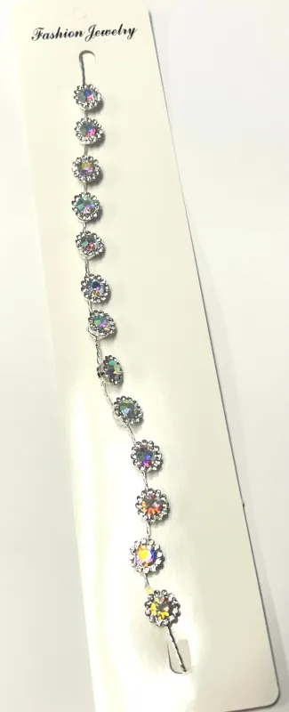 SILVER HAIR WRAP FLOWER AB STONES ( 2302 1AB ) sold by Oh My Jewelry