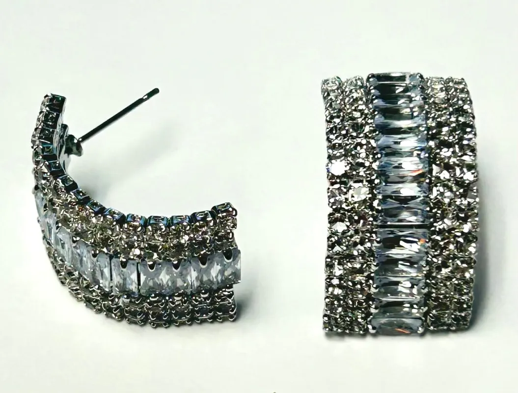 SILVER EARRINGS CLEAR STONES ( 3936 SCL ) sold by Oh My Jewelry