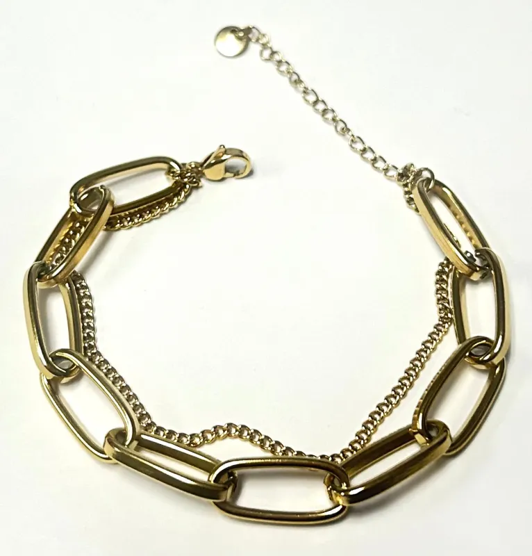 GOLD STAINLESS STEEL BRACELET ( 512 G ) sold by Oh My Jewelry