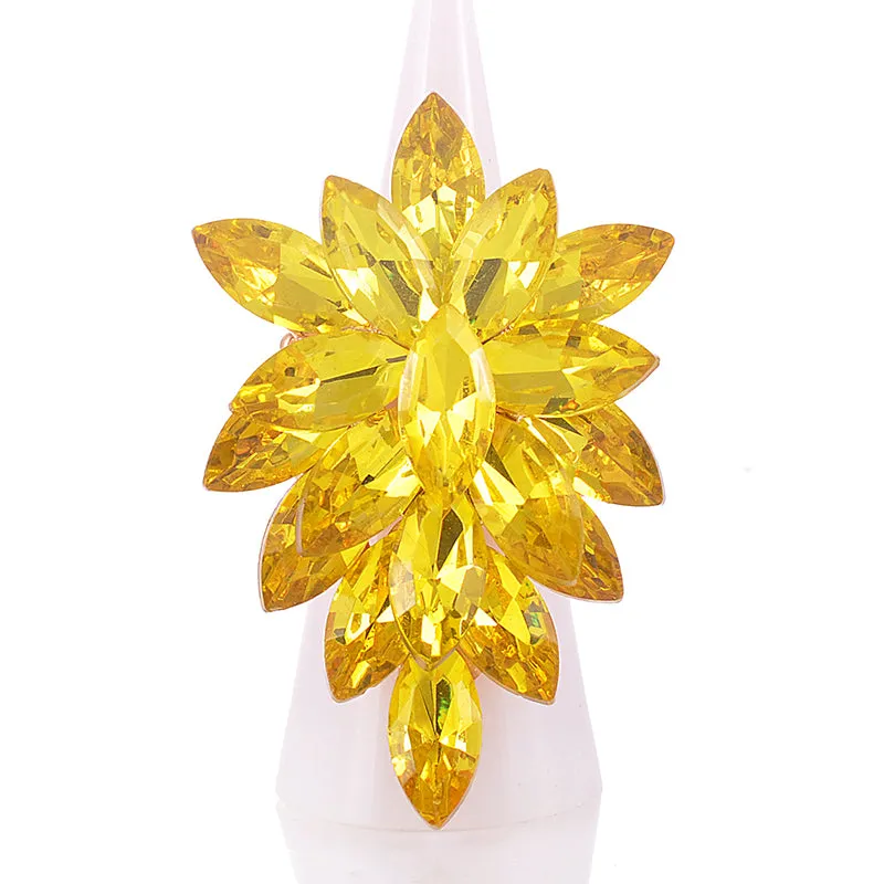GOLD YELLOW CRYSTAL STRETCH RING ( 1344 YLW ) sold by Oh My Jewelry