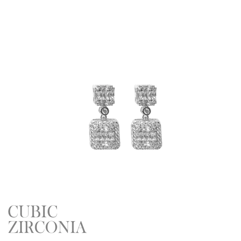 SILVER CLEAR CZ EARRINGS ( 28034 CRR ) sold by Oh My Jewelry