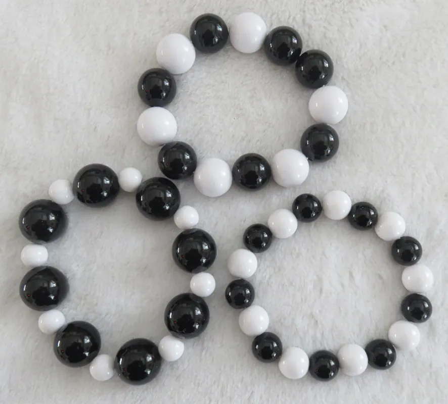 WHITE BLACK PEARL STRETCH BRACELET ( 593 BKWT ) sold by Oh My Jewelry