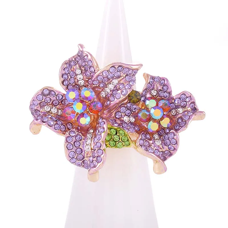 GOLD LAVENDER FLOWER RING ( 1256 LAV ) sold by Oh My Jewelry