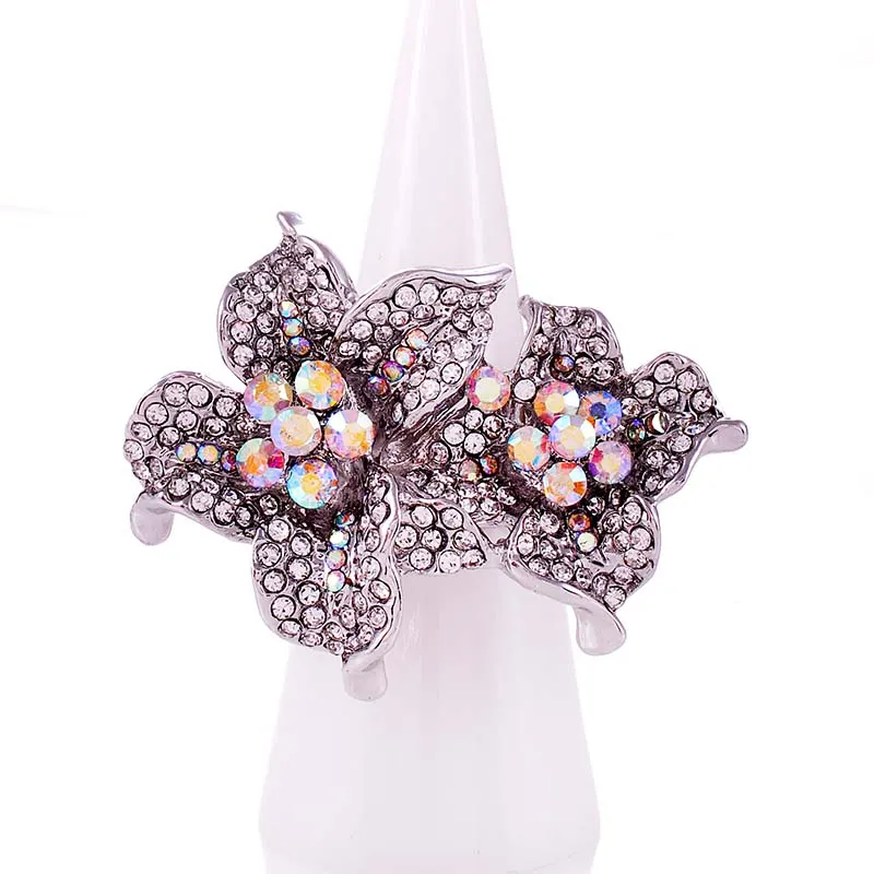 SILVER AB FLOWER RING ( 1256 SAB ) sold by Oh My Jewelry