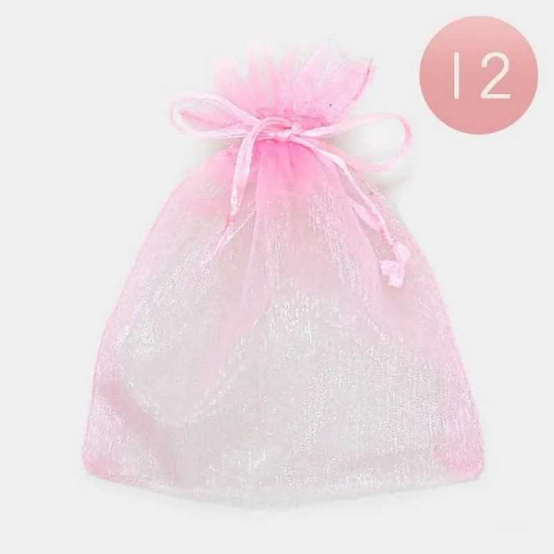 4" x 5”  Pink Organza Gift Bag 12 Pieces M ( 1001 LPK ) made by Oh My Jewelry