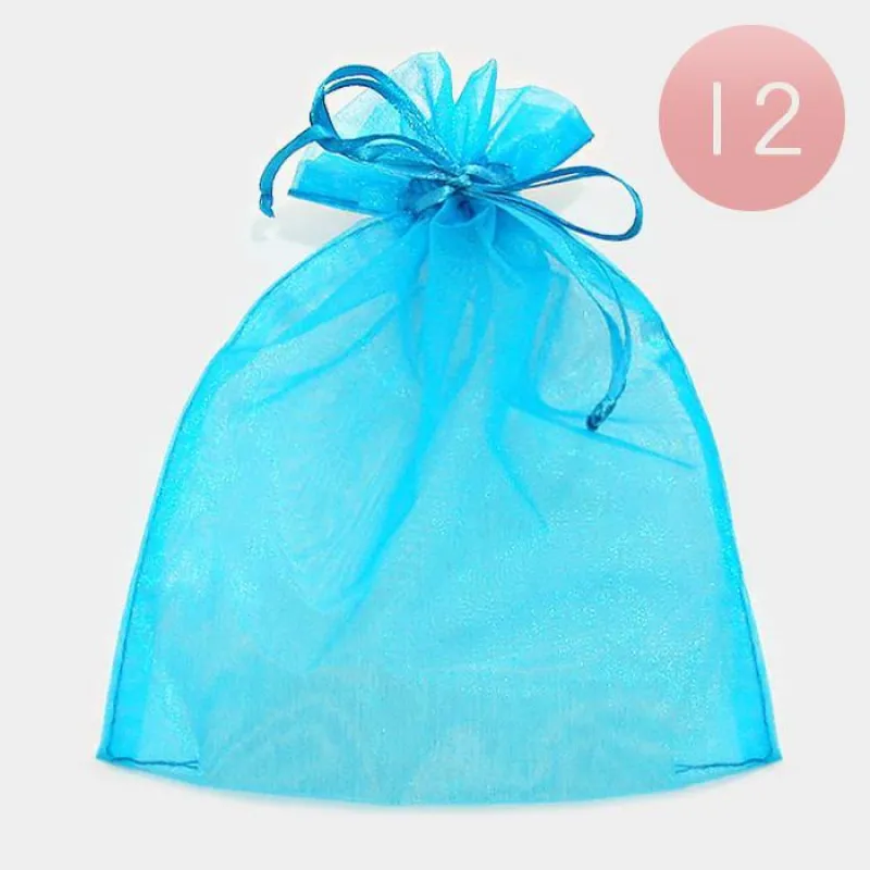 5.5" x 6.5" TEAL BLUE Organza Gift Bag 12 Pieces L ( 1002 TL ) sold by Oh My Jewelry