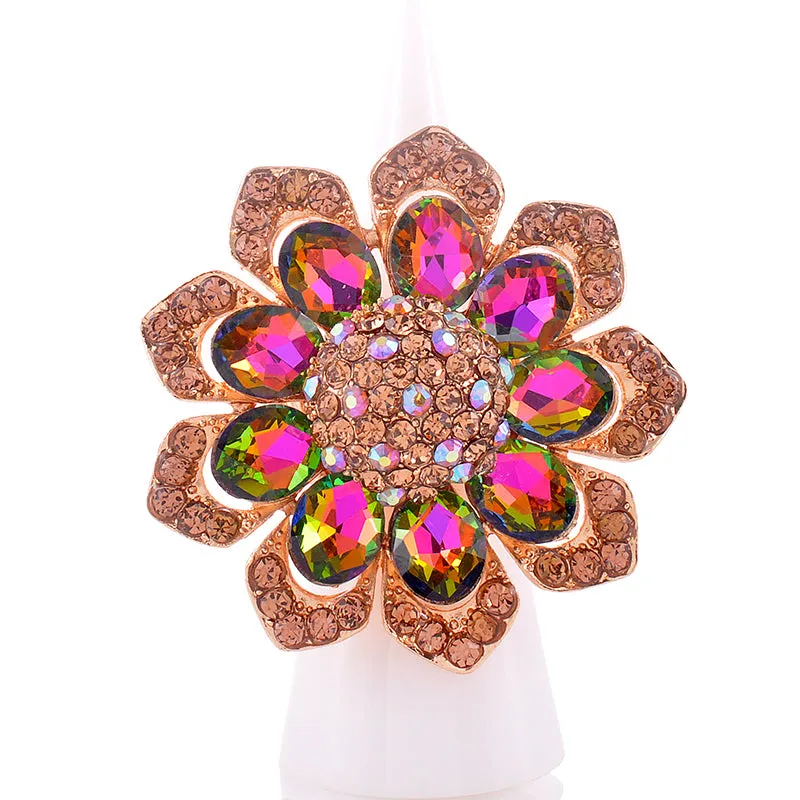 CRYSTAL FLOWER STRETCH RING ( 1336 VM ) sold by Oh My Jewelry