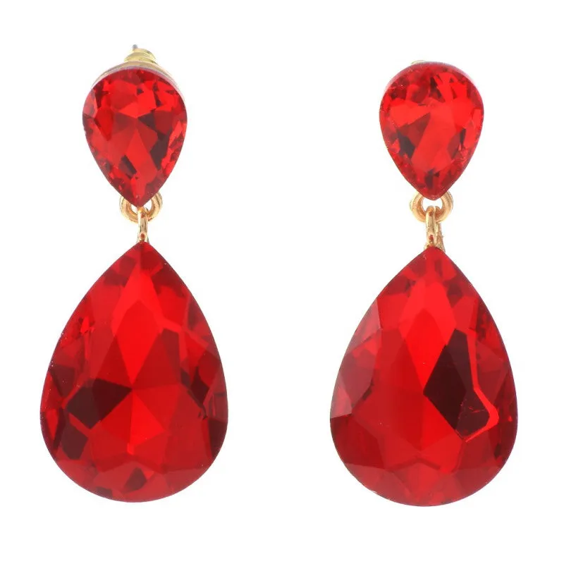 1 3/4" GOLD RED DANGLING EARRINGS ( 1611 ) sold by Oh My Jewelry