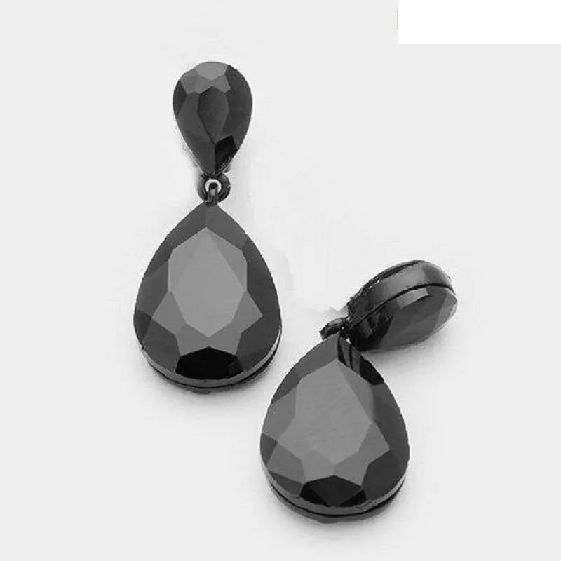 1 3/4" BLACK DANGLING EARRINGS ( 1611 JET ) made by Oh My Jewelry