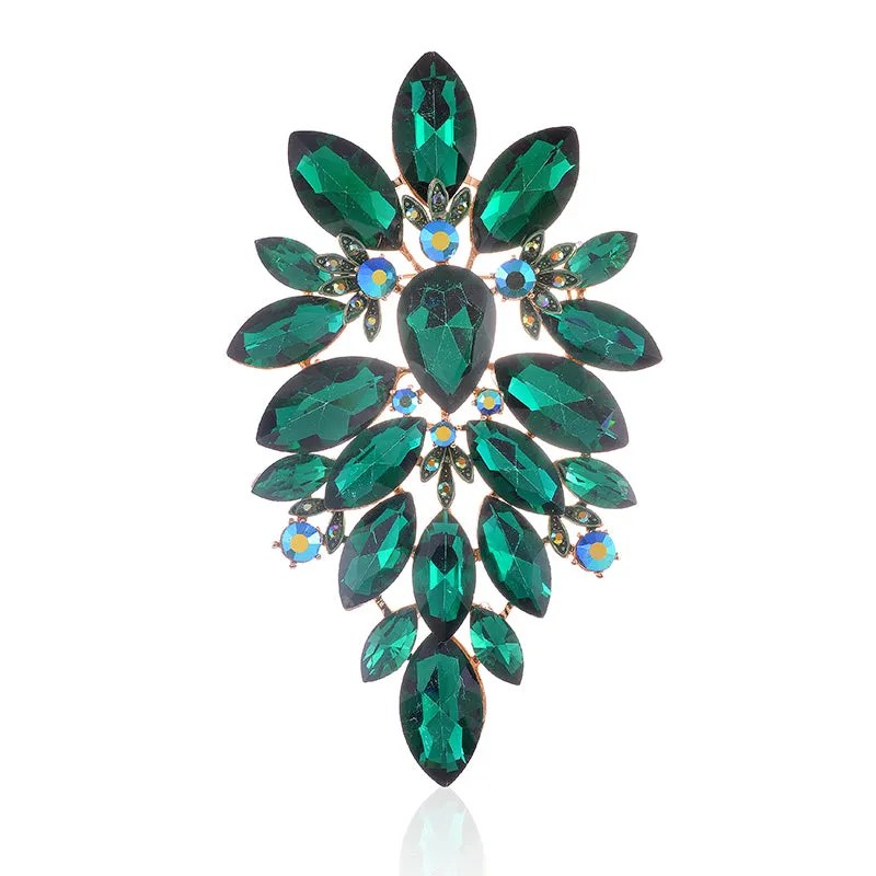 LARGE GOLD BROOCH GREEN STONES ( 1493 EM ) sold by Oh My Jewelry