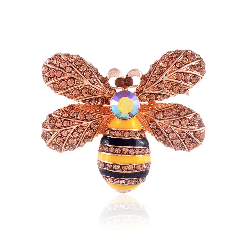 GOLD BEE BROOCH BROWN STONES ( 1470 BRN ) sold by Oh My Jewelry