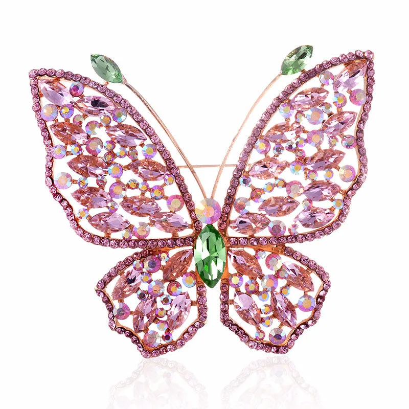 GOLD BUTTERFLY BROOCH PINK GREEN STONES ( 1471 PNG ) sold by Oh My Jewelry