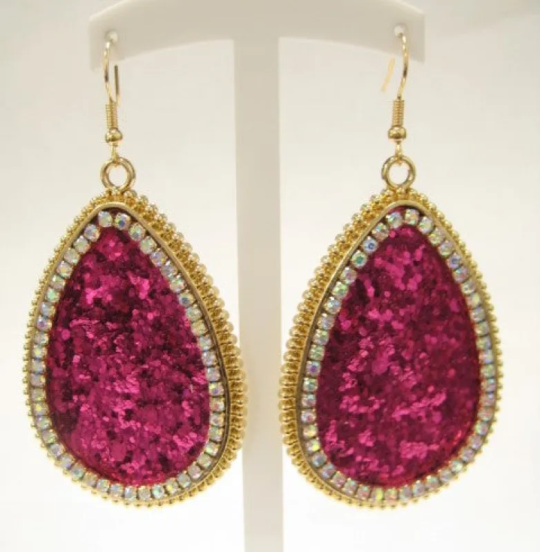 GOLD FUCHSIA FISH HOOK EARRINGS ( 3282 GFS ) sold by Oh My Jewelry