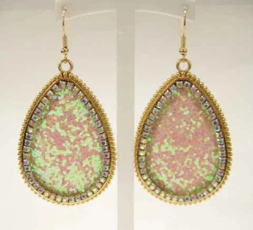 GOLD WHITE AB FISH HOOK EARRINGS ( 3282 GAB ) made by Oh My Jewelry