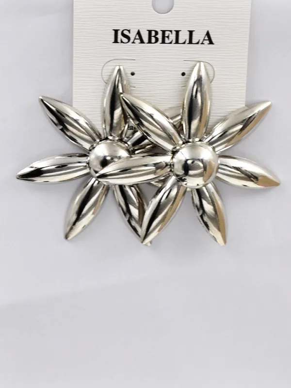 SILVER METAL STAR EARRINGS ( 244406 S ) sold by Oh My Jewelry