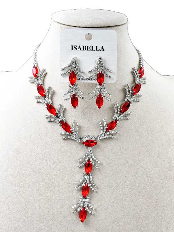 SILVER NECKLACE CLEAR RED STONES ( 251506 RNE ) sold by Oh My Jewelry