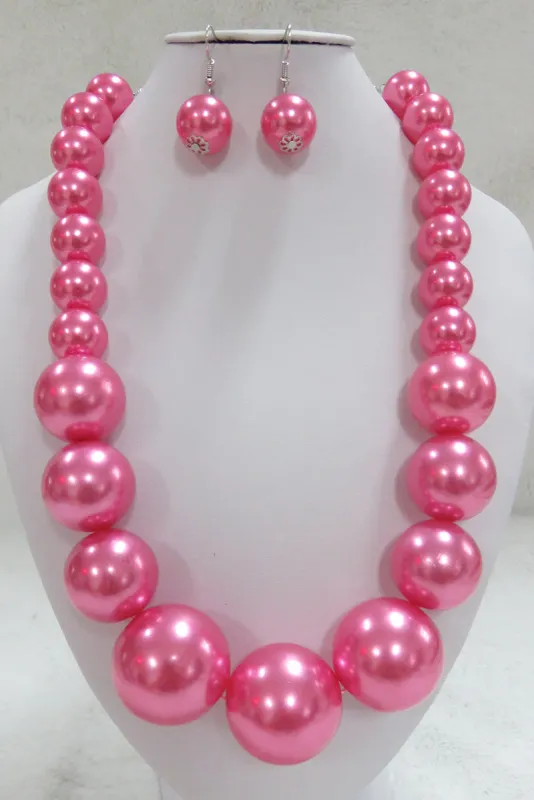 PINK PEARL NECKLACE SET ( 602 PK ) sold by Oh My Jewelry