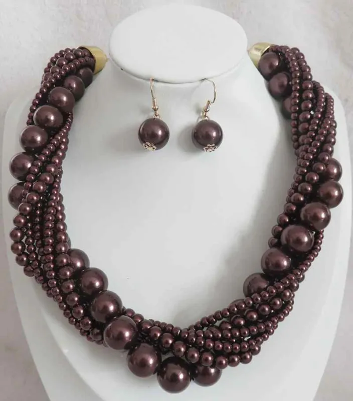 GOLD BROWN PEARL NECKLACE SET ( 603 BN ) sold by Oh My Jewelry