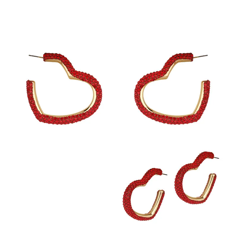 GOLD HEART EARRINGS RED STONES ( 2374 GDSM ) sold by Oh My Jewelry