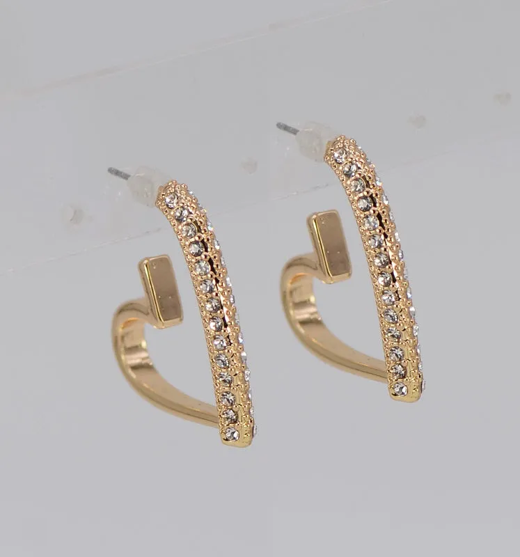 GOLD CLEAR RHINESTONE HEART HOOP FASHION EARRINGS ( 5521 GLCRY ) made by Fiesta