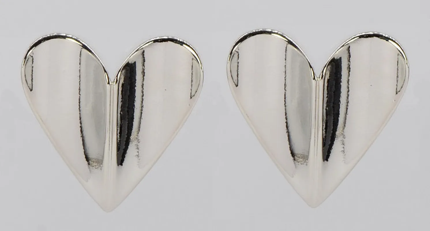 SILVER METAL WAVE HEART EARRINGS ( 4137 SIL ) sold by Oh My Jewelry
