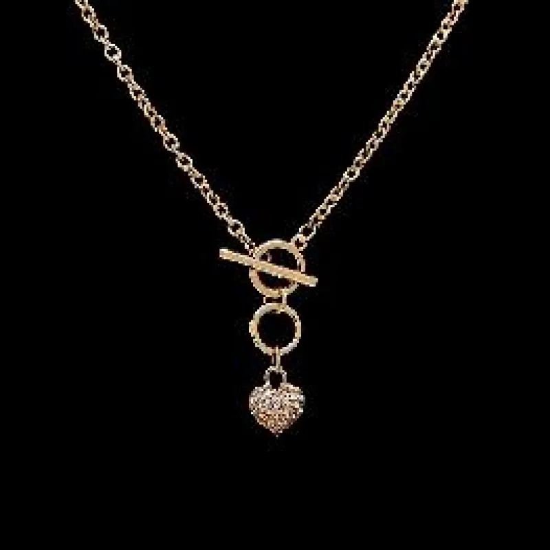 GOLD NECKLACE HEART CHARM ( 720142 GD ) sold by Oh My Jewelry